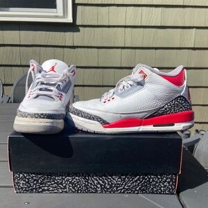 Air Jordan 3 Retro:  White/Fire Red/Black, Size 6Y